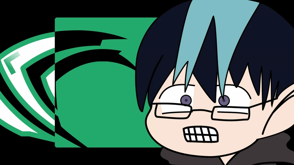 Trafotin with gritted teeth and the NVIDIA logo