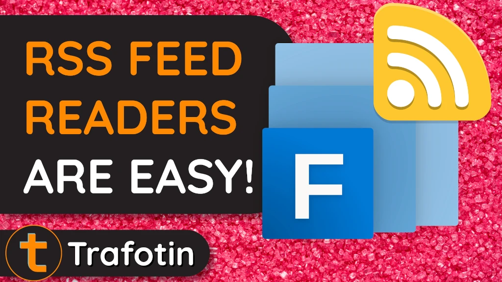 The FeedReader icon with the text: RSS feed readers are easy!