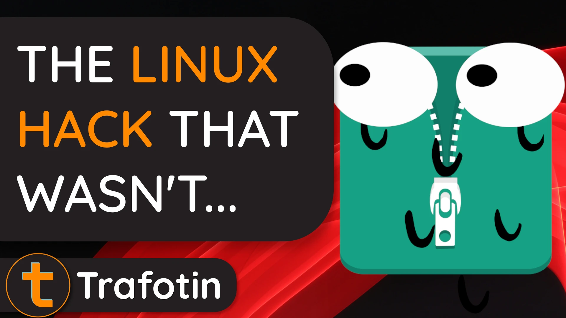 A nervous looking zip folder bearing cartoon eyes with the title: The Linux hack that wasn't...