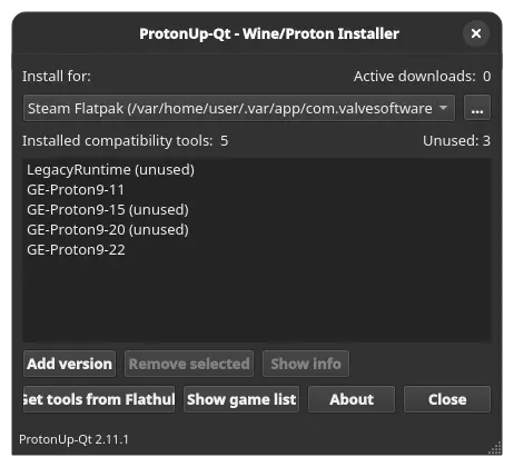 A screenshot of ProtonQt-Up