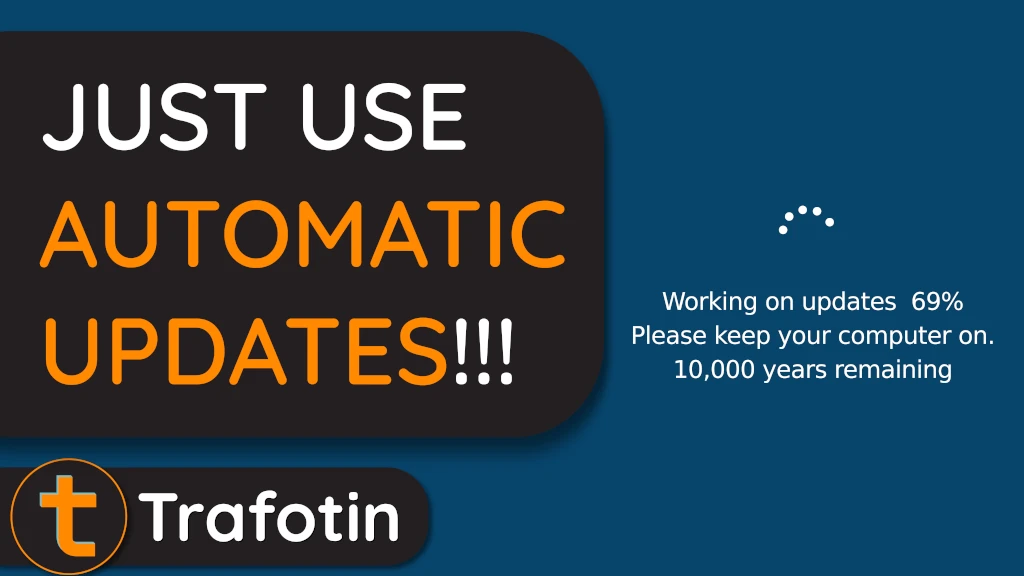 The Windows Update screeen with the title: Just use automatic updates!!!